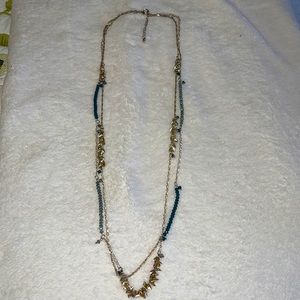 17” silver dual necklace with turquoise beads